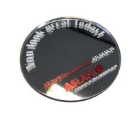 ASLAN® SE 75 Spiegel mit Druck (Silber, rund, 8cm),...