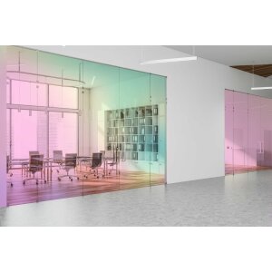 ASLAN® Dichroic Glasdesignfolie ColourShift SE 70 Muster Serie, (Bild 2) Nicht farbechte Beispieldarstellung