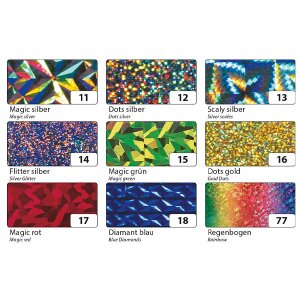 folia® Holographische Folie selbstklebend 10 Rollen Regenbogen (40cm x 1m), (Bild 4) Nicht farbechte Beispieldarstellung