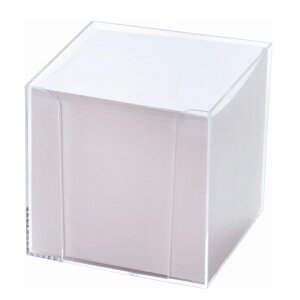 folia® Notizbox glasklar Papier: Weiß (9,5cm x 9,5cm x 9,5cm), (Bild 2) Nicht farbechte Beispieldarstellung