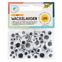 folia® Wackelaugen selbstklebend 6 verschiedene Größen 100 Stück Weiß sortiert, (Bild 1) Nicht farbechte Beispieldarstellung