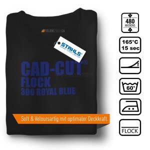 STAHLS® CAD-CUT® Flockfolie 300 Royal Blue, (Bild 1) Nicht farbechte Beispieldarstellung