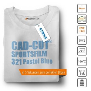 STAHLS® CAD-CUT® SportsFilm Flexfolie 321 Pastel Blue, (Bild 1) Nicht farbechte Beispieldarstellung