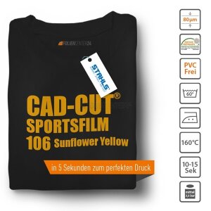 STAHLS® CAD-CUT® SportsFilm Flexfolie 106 Sunflower Yellow, (Bild 2) Nicht farbechte Beispieldarstellung