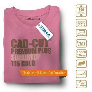 STAHLS® CAD-CUT® Premium Plus Sublistop Flexfolie 115 Gold, (Bild 1) Nicht farbechte Beispieldarstellung