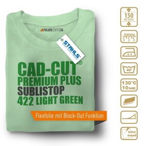 STAHLS® CAD-CUT® Premium Plus Sublistop Flexfolie 422 Light Green, (Bild 2) Nicht farbechte Beispieldarstellung