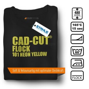STAHLS® CAD-CUT® Flockfolie 101 Fluo Yellow, (Bild 1) Nicht farbechte Beispieldarstellung