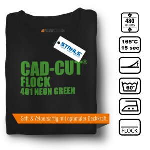 STAHLS® CAD-CUT® Flockfolie 401 Fluo Green, (Bild 1) Nicht farbechte Beispieldarstellung