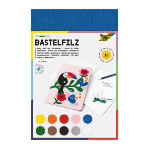 folia® Bastelfilz Basic 150g/m² 10 Blatt farbig sortiert...