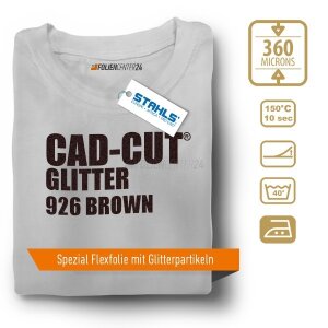 STAHLS® CAD-CUT® Glitter Flexfolie 926 Brown, (Bild 1) Nicht farbechte Beispieldarstellung