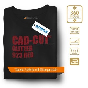 STAHLS® CAD-CUT® Glitter Flexfolie 923 Red, (Bild 1) Nicht farbechte Beispieldarstellung