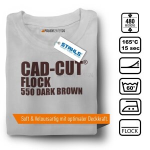 STAHLS® CAD-CUT® Flockfolie 550 Dark Brown, (Bild 1) Nicht farbechte Beispieldarstellung