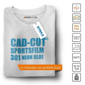STAHLS® CAD-CUT® SportsFilm Flexfolie 301 Neon Blue, (Bild 1) Nicht farbechte Beispieldarstellung