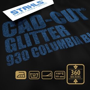 STAHLS® CAD-CUT® Glitter Flexfolie 930 Columbia Blue, (Bild 2) Nicht farbechte Beispieldarstellung