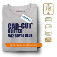 STAHLS® CAD-CUT® Glitter Flexfolie 942 Royal Blue, (Bild 1) Nicht farbechte Beispieldarstellung