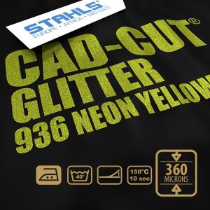STAHLS® CAD-CUT® Glitter Flexfolie 936 Neon Yellow, (Bild 2) Nicht farbechte Beispieldarstellung
