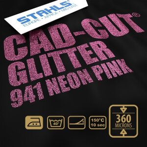 STAHLS® CAD-CUT® Glitter Flexfolie 941 Neon Pink, (Bild 2) Nicht farbechte Beispieldarstellung