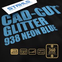STAHLS® CAD-CUT® Glitter Flexfolie 938 Neon Blue, (Bild 2) Nicht farbechte Beispieldarstellung