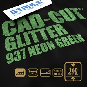 STAHLS® CAD-CUT® Glitter Flexfolie 937 Neon Green, (Bild 2) Nicht farbechte Beispieldarstellung