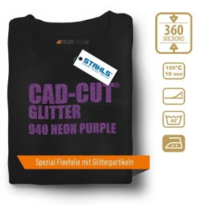 STAHLS® CAD-CUT® Glitter Flexfolie 940 Neon Purple, (Bild 1) Nicht farbechte Beispieldarstellung