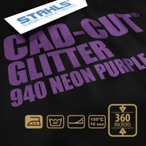 STAHLS® CAD-CUT® Glitter Flexfolie 940 Neon Purple, (Bild 2) Nicht farbechte Beispieldarstellung