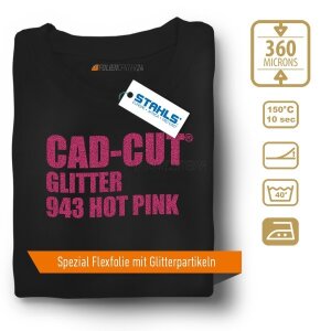STAHLS® CAD-CUT® Glitter Flexfolie 943 Hot Pink, (Bild 1) Nicht farbechte Beispieldarstellung