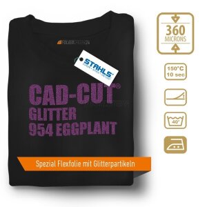 STAHLS® CAD-CUT® Glitter Flexfolie 954 Eggplant, (Bild 1) Nicht farbechte Beispieldarstellung