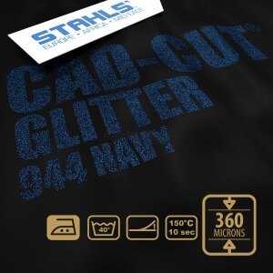 STAHLS® CAD-CUT® Glitter Flexfolie 944 Navy, (Bild 2) Nicht farbechte Beispieldarstellung