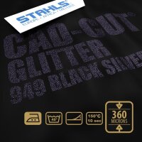 STAHLS® CAD-CUT® Glitter Flexfolie 949 Black Silver, (Bild 2) Nicht farbechte Beispieldarstellung