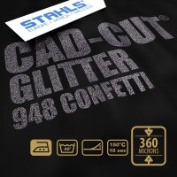 STAHLS® CAD-CUT® Glitter Flexfolie 948 Black Confetti, (Bild 2) Nicht farbechte Beispieldarstellung