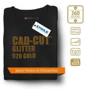 STAHLS® CAD-CUT® Glitter Flexfolie 947 Black Gold, (Bild 1) Nicht farbechte Beispieldarstellung