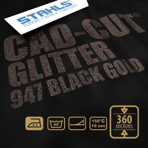 STAHLS® CAD-CUT® Glitter Flexfolie 947 Black Gold, (Bild 3) Nicht farbechte Beispieldarstellung